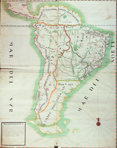 Mappa del Sud America, 1777 da Spanish School